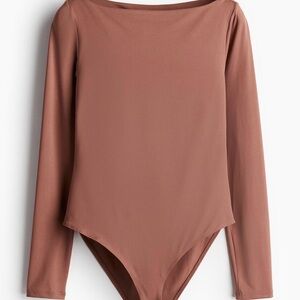H&M Boat Neck Brown Long Sleeve